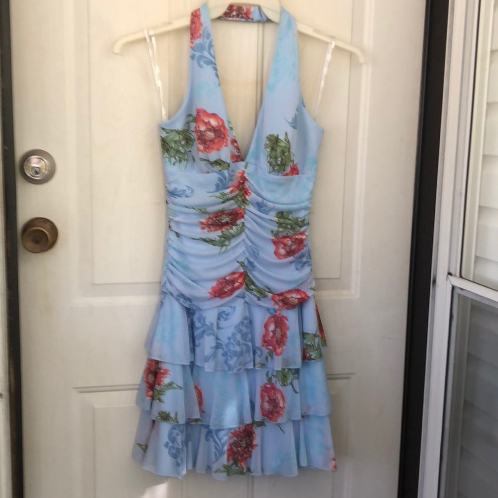 XOXO Floral Ruffled Halter Dress